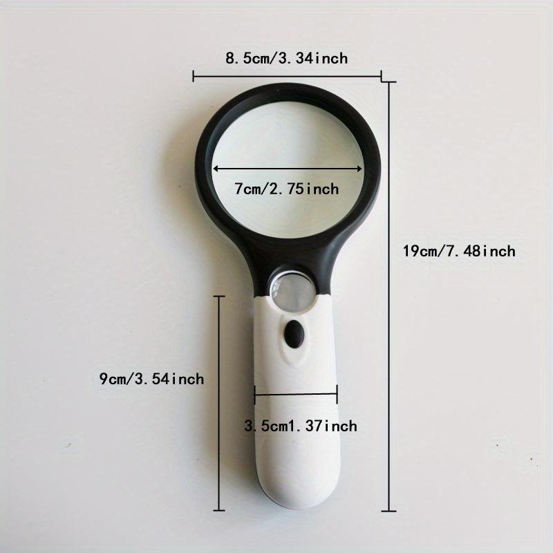 1pc Magnifying Glass With 3 LED Lights Ultra HD Reading Book Identification Size
