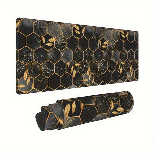 Golden Bee Leaf Hexagon Large Mouse Pad Non Slip Keyboard Pads 80 X 30 Cm
