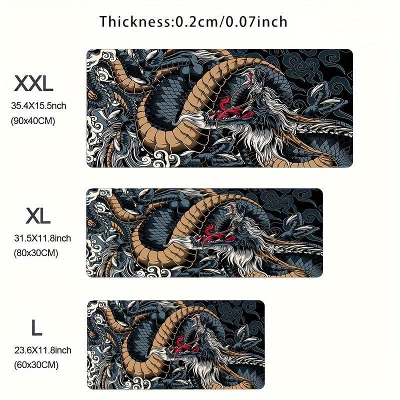 Dragon Large Mouse Pad Non Slip Stitched Edge Keyboard Mat