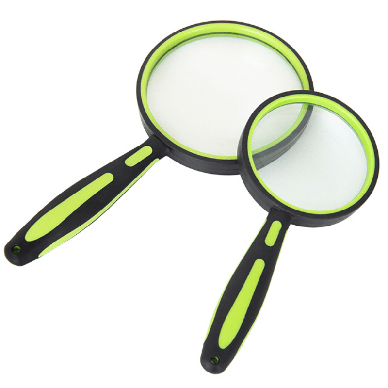 Two-Color Rubber Handle Magnifying Glass HD Elderly Reading Identification