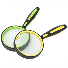 Two-Color Rubber Handle Magnifying Glass HD Elderly Reading Identification