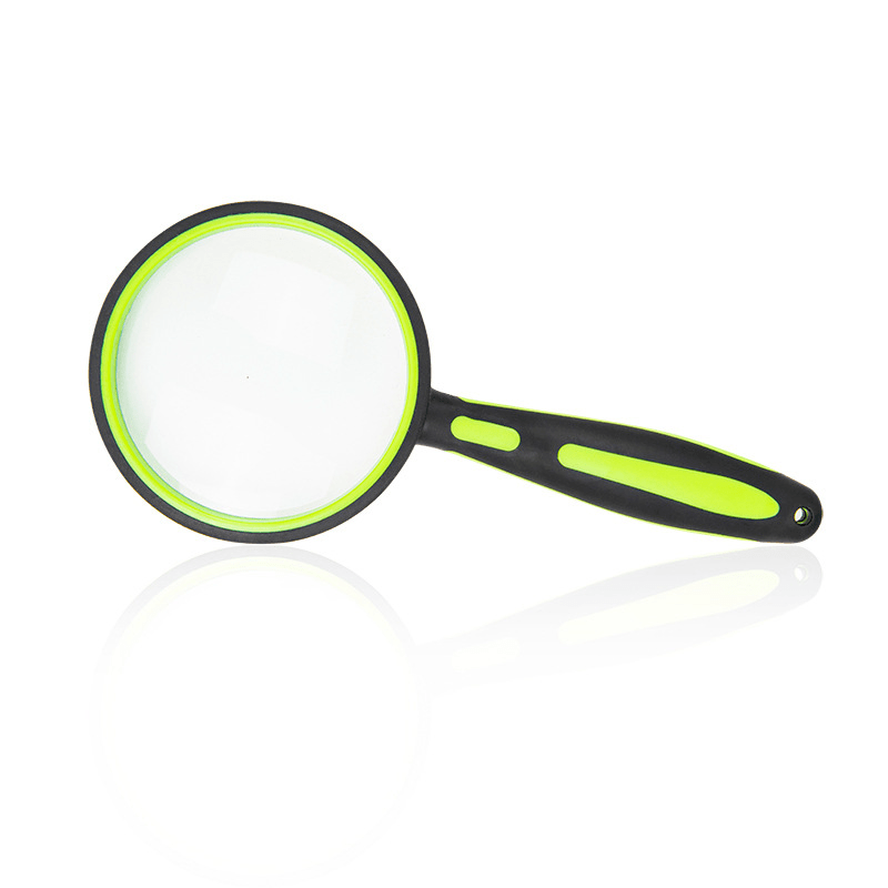 Two-Color Rubber Handle Magnifying Glass HD Elderly Reading Identification