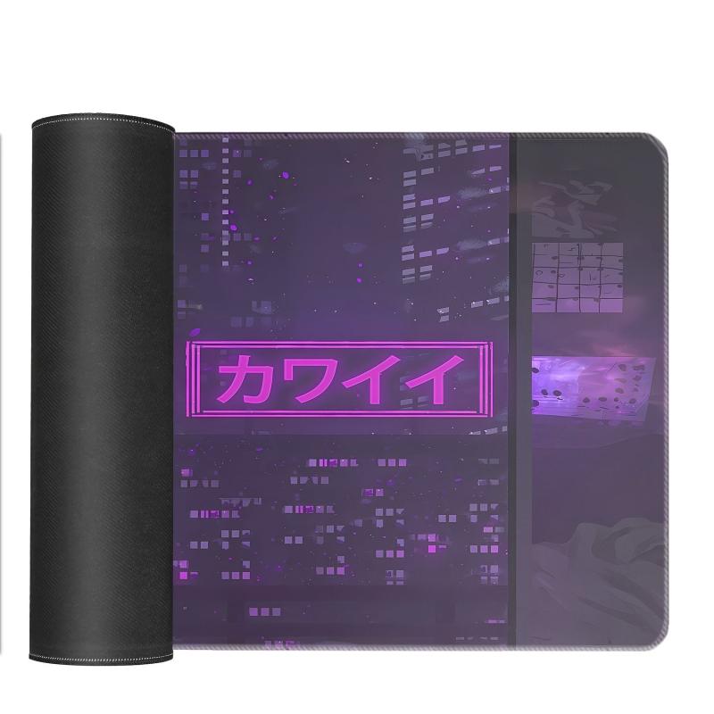 Cyber Vaporwave Gaming Mouse Pad XL Extended Large Mat Keyboard Stitched Edges