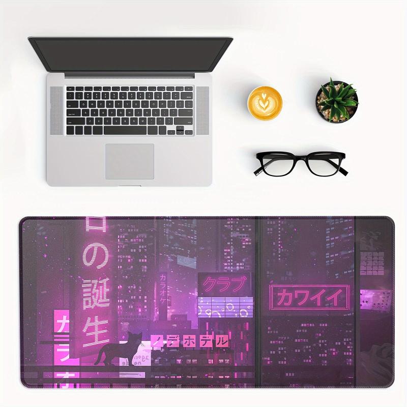 Cyber Vaporwave Gaming Mouse Pad XL Extended Large Mat Keyboard Stitched Edges