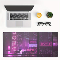 Cyber Vaporwave Gaming Mouse Pad XL Extended Large Mat Keyboard Stitched Edges