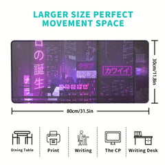Cyber Vaporwave Gaming Mouse Pad XL Extended Large Mat Keyboard Stitched Edges