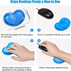 2pcs Silicone Gel Wrist Rest Cushion Heart Shaped Ergonomic Mouse Pad