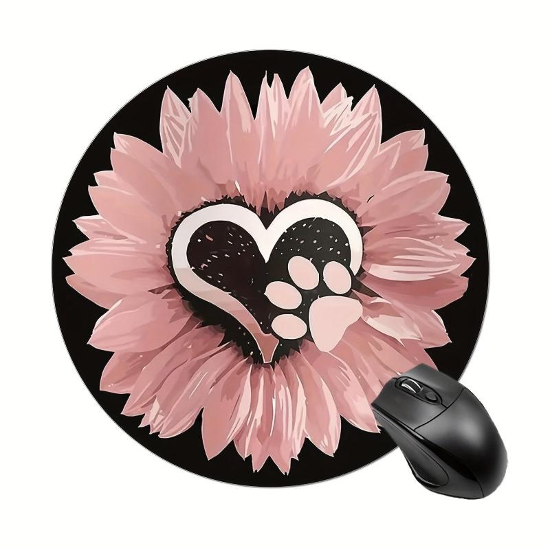 Love Flowers Gaming Mouse Pad | Non-slip Round Mousepad for Office, Computers