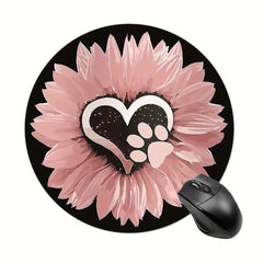 Love Flowers Gaming Mouse Pad | Non-slip Round Mousepad for Office, Computers