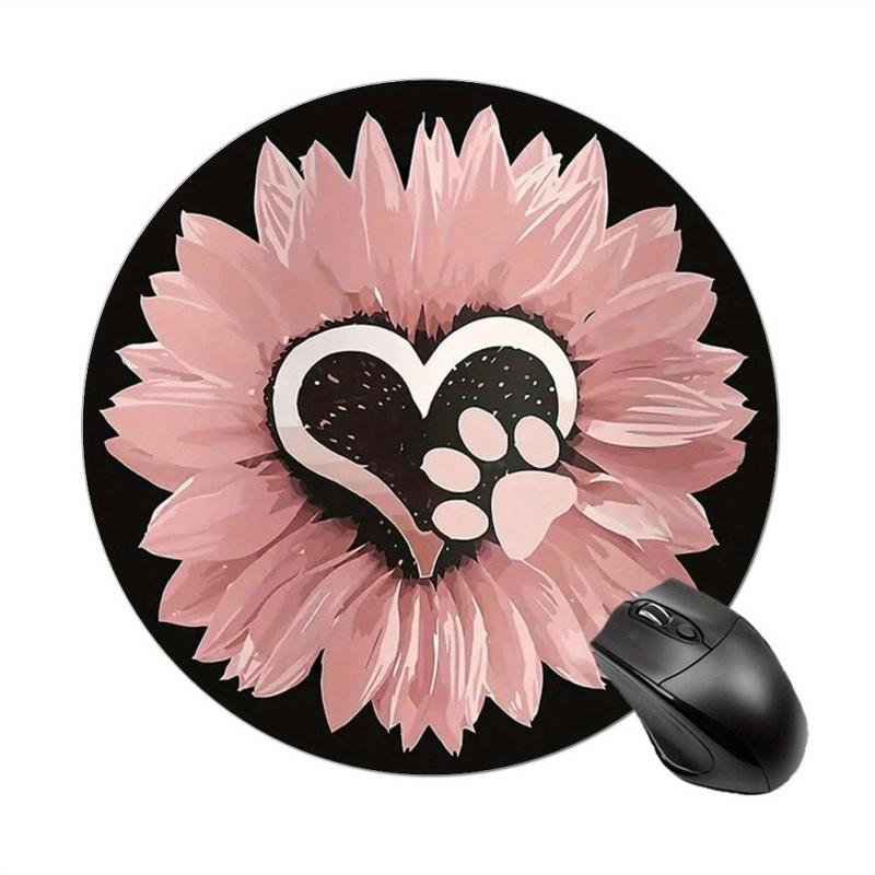 Love Flowers Gaming Mouse Pad | Non-slip Round Mousepad for Office, Computers