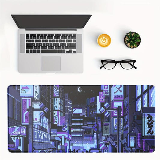 Cyberpunk Style Extended Gaming Mouse Pad Japanese Building