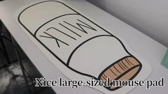Large Mouse Pad Cartoon Milk Bottle Design Waterproof Non-Slip Soft Touch