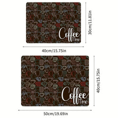 Coffee Printed Dish Drying Mat Soft Draining Pad Absorbent Wear-resistant