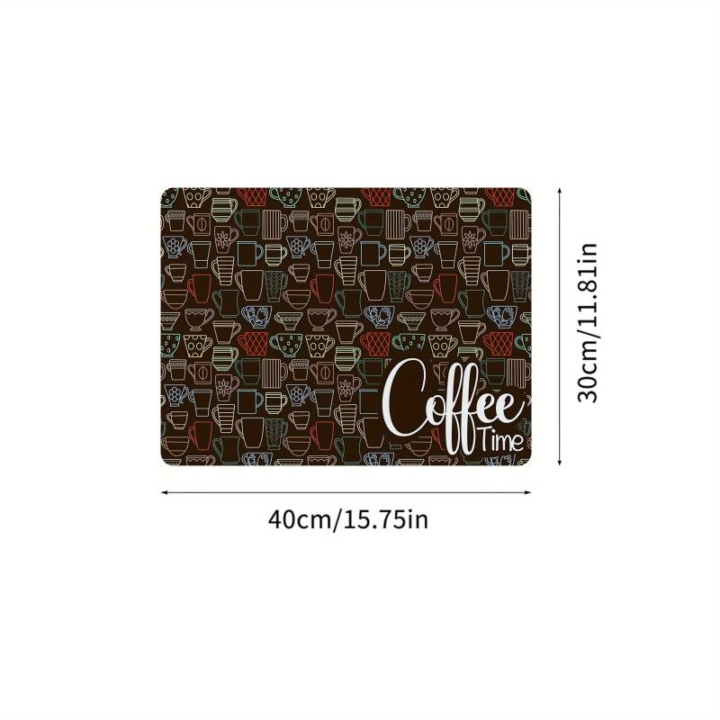 Coffee Printed Dish Drying Mat Soft Draining Pad Absorbent Wear-resistant