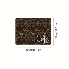 Coffee Printed Dish Drying Mat Soft Draining Pad Absorbent Wear-resistant