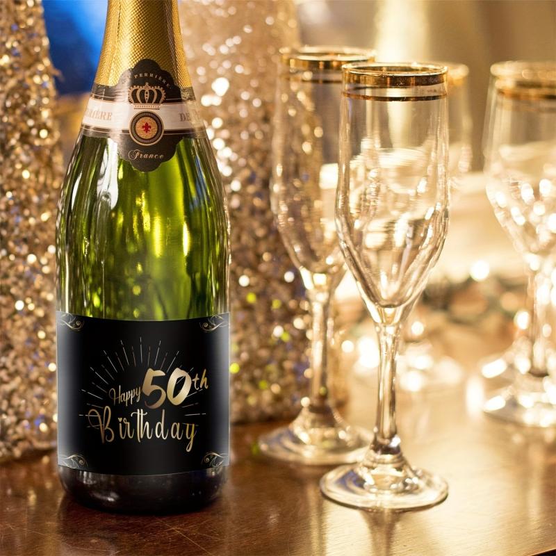 50th Birthday Bottle Labels for Champagne & Wine Bottles