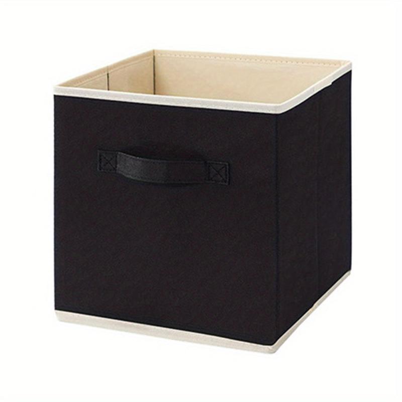 1pc Foldable Storage Fabric Box Dormitory Storage Box Gray Beige