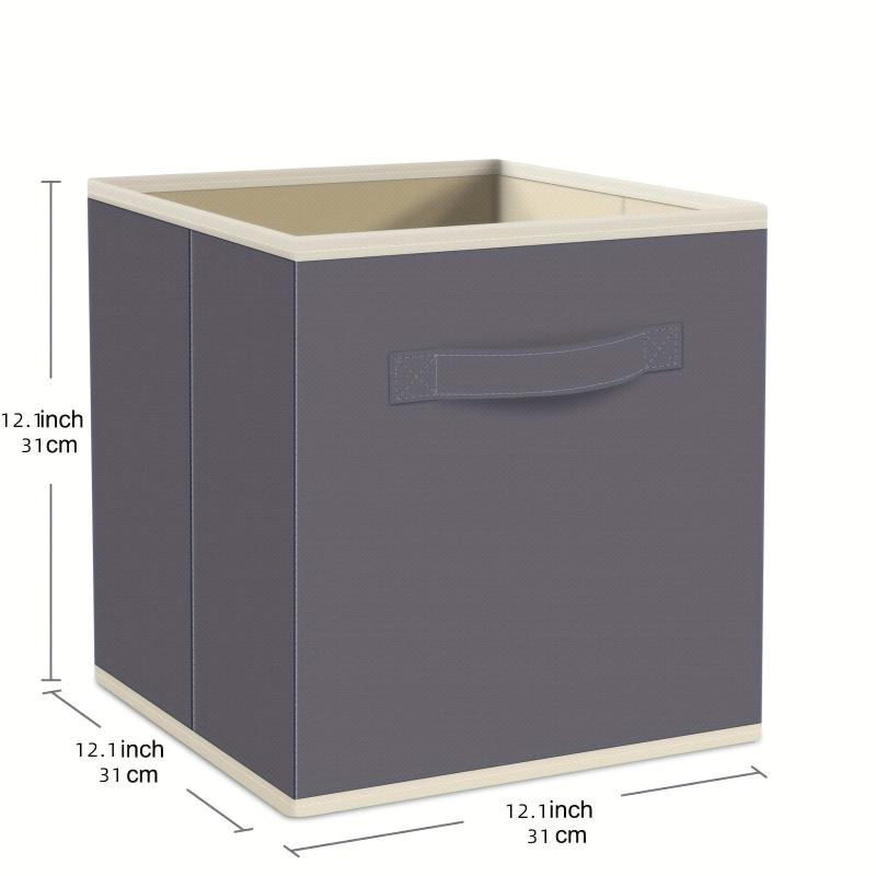 1pc Foldable Storage Fabric Box Dormitory Storage Box Gray Beige