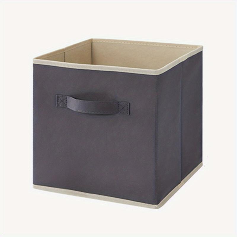 1pc Foldable Storage Fabric Box Dormitory Storage Box Gray Beige