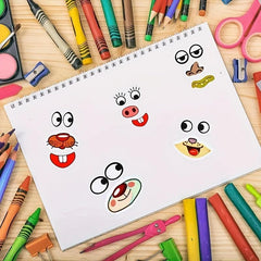 Set of 3 DIY Cartoon Stickers - Colorful Non-Drying Adhesive Stickers