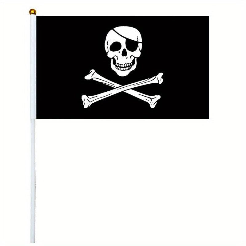 10pcs Small Pirate Stick Flag Mini Hand Held Flags 6 Styles 12 7x20