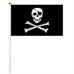 10pcs Small Pirate Stick Flag Mini Hand Held Flags 6 Styles 12 7x20