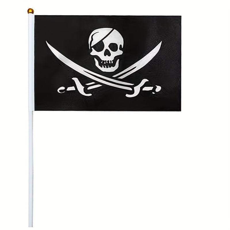 10pcs Small Pirate Stick Flag Mini Hand Held Flags 6 Styles 12 7x20