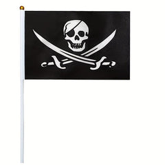 10pcs Small Pirate Stick Flag Mini Hand Held Flags 6 Styles 12 7x20