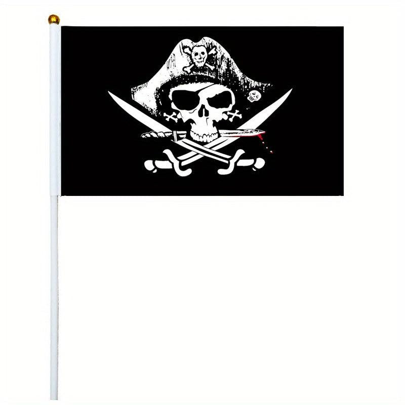 10pcs Small Pirate Stick Flag Mini Hand Held Flags 6 Styles 12 7x20