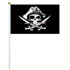 10pcs Small Pirate Stick Flag Mini Hand Held Flags 6 Styles 12 7x20