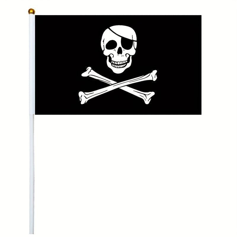 10pcs Small Pirate Stick Flag Mini Hand Held Flags 6 Styles 12 7x20