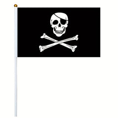 10pcs Small Pirate Stick Flag Mini Hand Held Flags 6 Styles 12 7x20