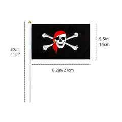 10pcs Small Pirate Stick Flag Mini Hand Held Flags 6 Styles 12 7x20