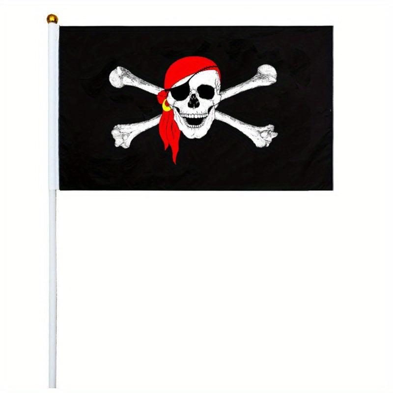 10pcs Small Pirate Stick Flag Mini Hand Held Flags 6 Styles 12 7x20