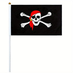10pcs Small Pirate Stick Flag Mini Hand Held Flags 6 Styles 12 7x20