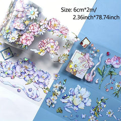 2m Flower Crystal PET Tape Transparent Decorative Stickers Scrapbook