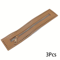 3pcs Box Bag Hardware Accessories Leather Zipper Braided Bag Zipper Strip