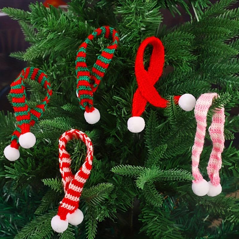 10pcs Mini Christmas Scarf Wine Bottle Knitted Scarf Doll Christmas Decor
