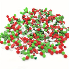 100pcs Christmas Pom Poms Wood Xmas Tree Buttons Jingle Bells DIY