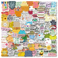 100pcs Inspirational Stickers Pack Vinyl Quote Affirmation Positive Stickers