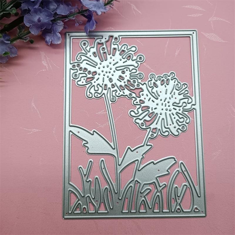 1pc Rectangle Flower Framed Metal Cutting Dies for Scrapbooking