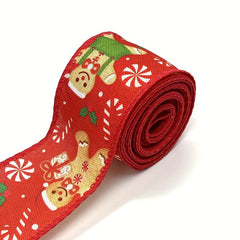 Gingerbread & Candy Cane Snowman Christmas Ribbon