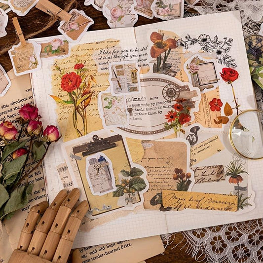 Vintage Rose Letterhead Decorative Stickers Scrapbooking Label Diary Stationery