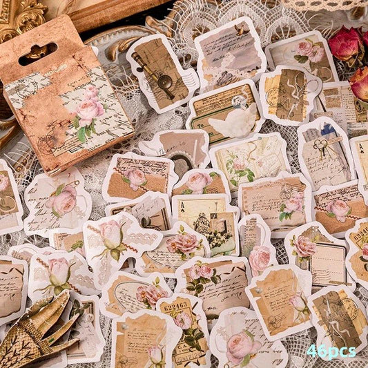 Vintage Rose Letterhead Decorative Stickers Scrapbooking Label Diary Stationery