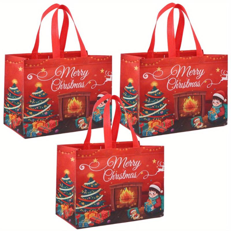 3pcs Christmas Gift Bags Large Size Holiday Gift Bags With Handle