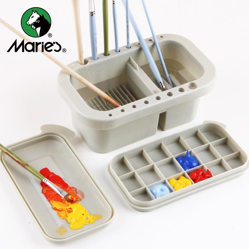 Marie Paint Brush Basin Holder Washer Palette Box Cleaner Cup