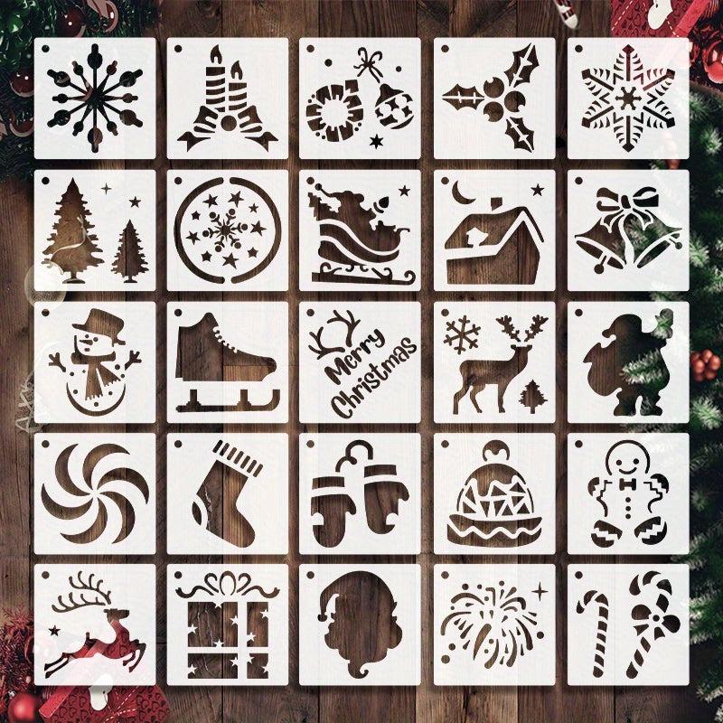 25pcs Christmas Stencils DIY Art Crafts Drawing Template for Painting