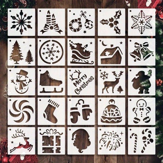 25pcs Christmas Stencils DIY Art Crafts Drawing Template for Painting