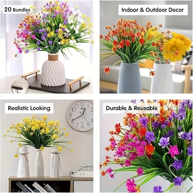 4pcs UV Resistant Artificial Plants for Home & Garden Decoration