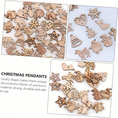 100pcs Mini Wooden Ornaments Christmas Tree Chips Hanging Ornaments
